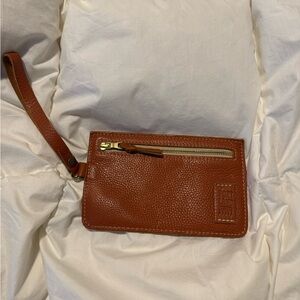 Portland Leather Tan Wristlet with Zipper